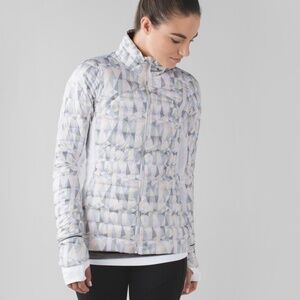 LULULEMON NEW WITH TAGS FLUFF OFF JACKET STAINED GLASS LOVE WHITE / TONKA STRIPE
